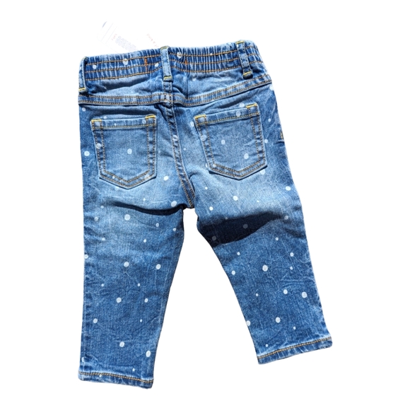 Gymboree Girls 12-18m White Polkadot Dyed Indigo Blue Jeans - Picture 3 of 8